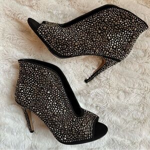 INC International Concepts Black BLING Rhinestone Booties Women’s Size 7